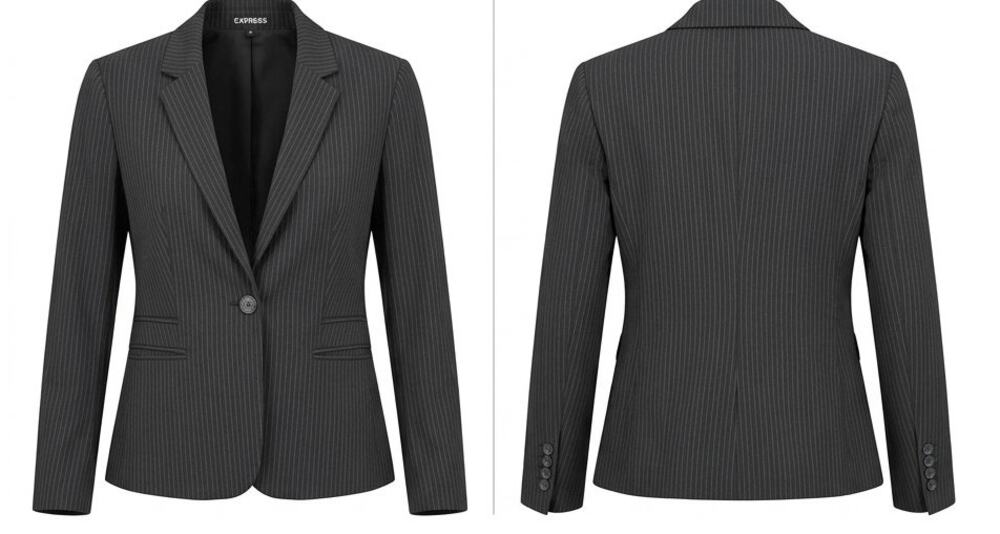 Express Pinstripe Single Button Stretch Lined Blazer Jacket Women Size 6